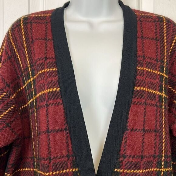 Jones New York Wool Blend Plaid Button Up Cardigan Size S  fits S M - Picture 2 of 10